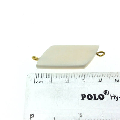White/Ivory Wavy Rectangle Shaped Natural Bone Focal Connector - 15mm x 40mm Approximately - Sold Individually