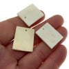 19mm x 23mm White/Ivory Rectangle Shaped Lightweight Natural Ox Bone Pendant Component (Single-Drilled)