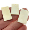 17mm x 32mm White/Ivory Rectangle Shaped Lightweight Natural Ox Bone Pendant Component (Single-Drilled)
