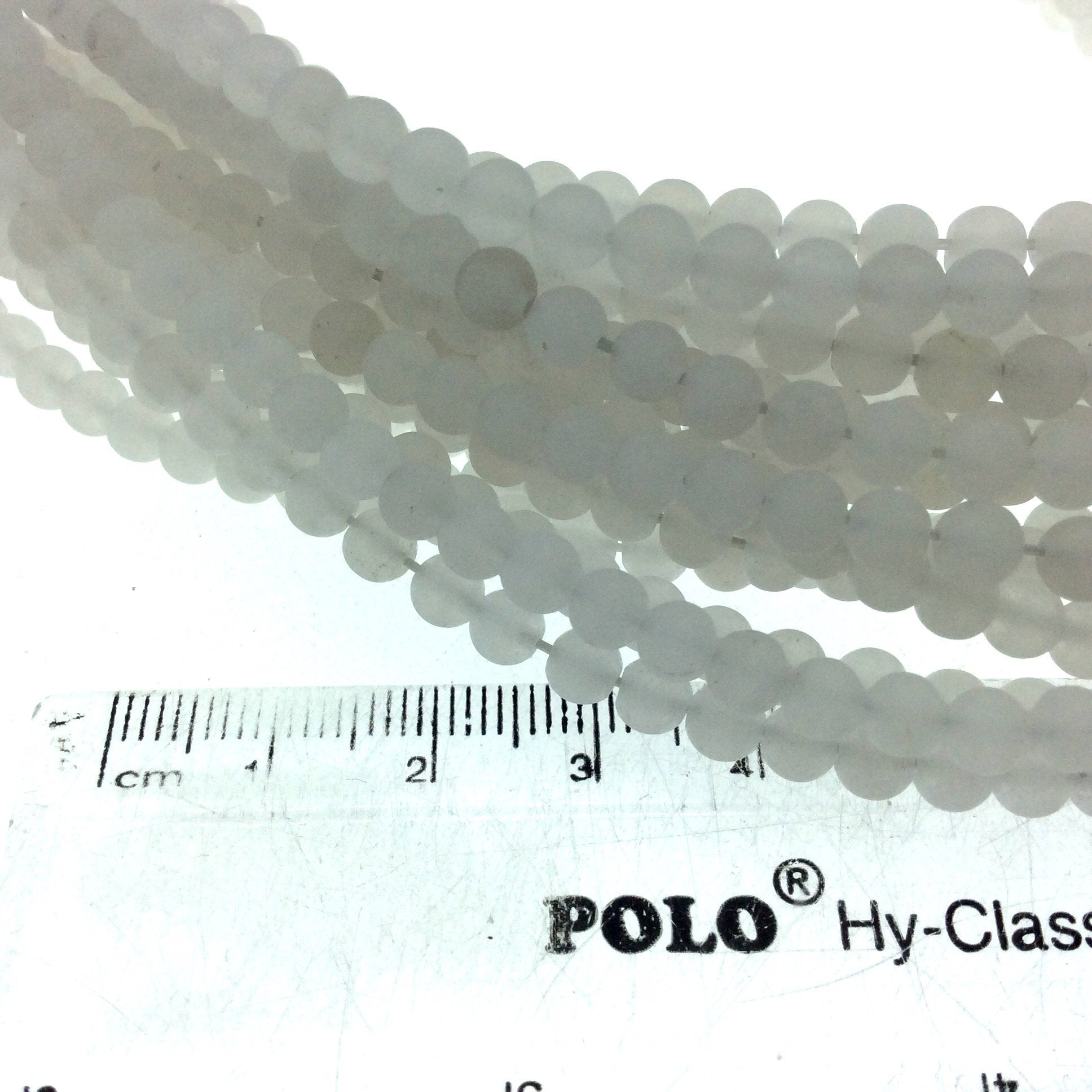 4mm Matte Dyed Semi Opaque White Natural Jade Round/Ball Shaped Beads - Sold by 15.25" Strands (Approx. 92 Beads) - Semi-Precious Gemstone