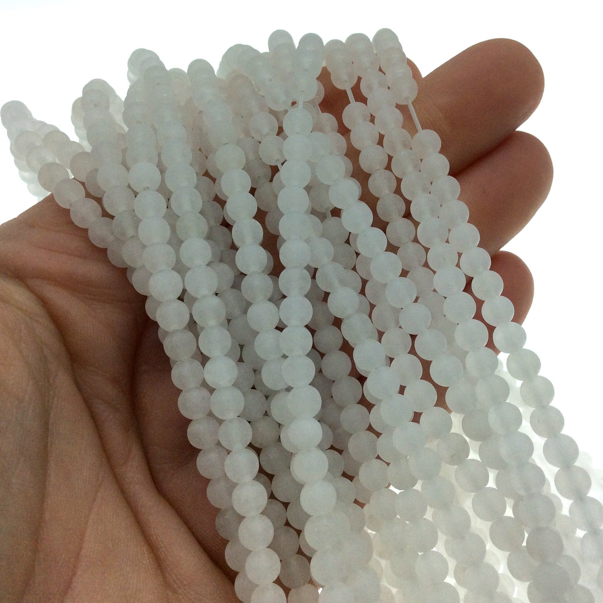 4mm Matte Dyed Semi Opaque White Natural Jade Round/Ball Shaped Beads - Sold by 15.25" Strands (Approx. 92 Beads) - Semi-Precious Gemstone
