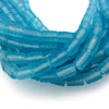18mm x 22mm Matte Aqua Blue Spiral Textured Barrel Shaped Indian Beach/Sea Beadlanta Glass Beads - Sold by 15" Strands - Approx 32 Beads