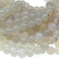 10mm Glossy Smooth Dyed Cloudy White Natural Jade Round/Ball Shaped Beads - Sold by 14.5" Strands (~ 37 Beads) - Quality Gemstone