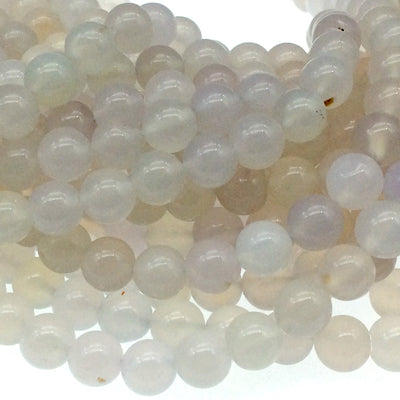 10mm Glossy Smooth Dyed Cloudy White Natural Jade Round/Ball Shaped Beads - Sold by 14.5" Strands (~ 37 Beads) - Quality Gemstone