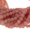 6mm Matte Light Red Jade Round/Ball Shaped Beads - 15" Strand (Approx. 62 Beads) - Natural Semi-Precious Gemstone - Sold by the Strand