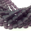 8mm x 10mm Matte Semi Trans. Eggplant Purple Oval Shaped Indian Beach/Sea Beadlanta Glass Beads - Sold by 15" Strand - ~38 Beads per Strand