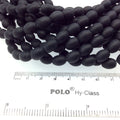 8mm x 10mm Matte Black Oval Shaped Indian Beach/Sea Beadlanta Glass Beads - Sold by 15" Strand - ~38 Beads per Strand