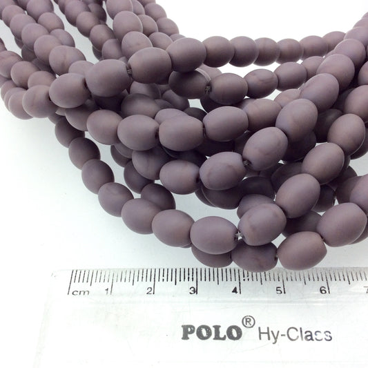 8mm x 10mm Matte Plum Purple Oval Shaped Indian Beach/Sea Beadlanta Glass Beads - Sold by 15" Strand - ~38 Beads per Strand