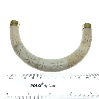 Bone Crescent | Hand Carved Extra Large U-Shaped Crescent Pendant With Gold Bail | Horn Focal Pendant