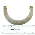 Hand Carved White/Off White Double Ended U-Shaped Crescent with Flower and Leaves Design - Natural Ox Bone Focal Pendant - 130mm x 85mm