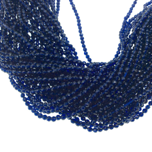 2mm Faceted Lapis Lazuli Round/Ball Shaped Beads - 15.5" Strand (Approx. 185 Beads) - Natural Semi-Precious Gemstone - Sold by the Strand