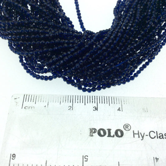 2mm Faceted Lapis Lazuli Round/Ball Shaped Beads - 15.5" Strand (Approx. 185 Beads) - Natural Semi-Precious Gemstone - Sold by the Strand