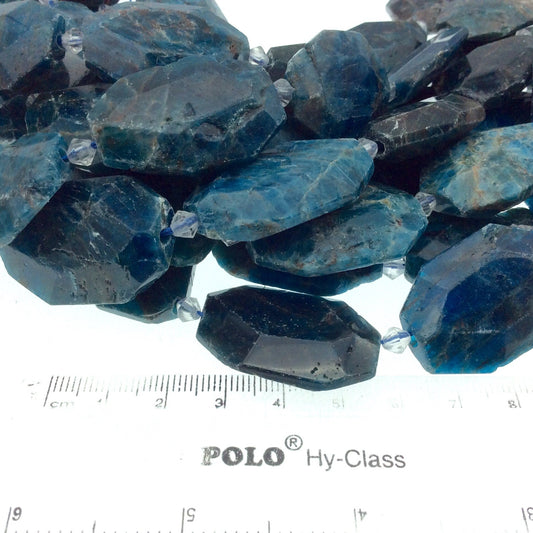 20-23mm x 30-35mm Faceted Apatite Flat Oval/Octagon Beads - 15" Strand (Approximately 11 Beads) - Natural Semi-Precious Gemstone