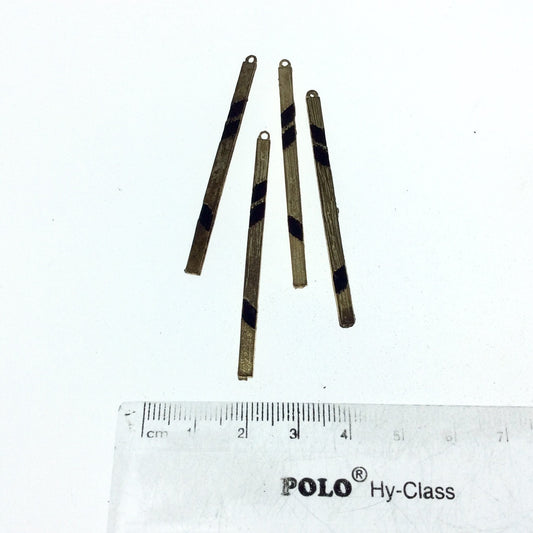 Rustic Gold and Black Plated Skinny Brushed Finish Spike Pendant - Measures 3mm x 55mm, Approx. - Sold Individually, RANDOM