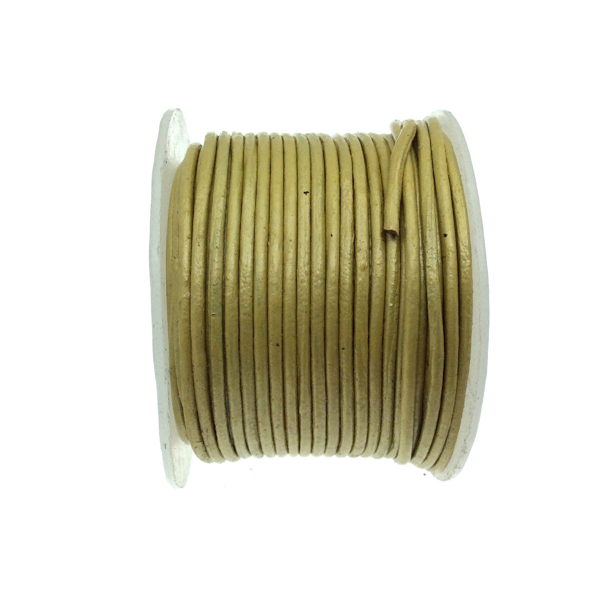 FULL SPOOL - Iridescent Yellow Leather Cord - Measuring 1.5mm - 25 yards per spool - Round Leather Jewelry Cord