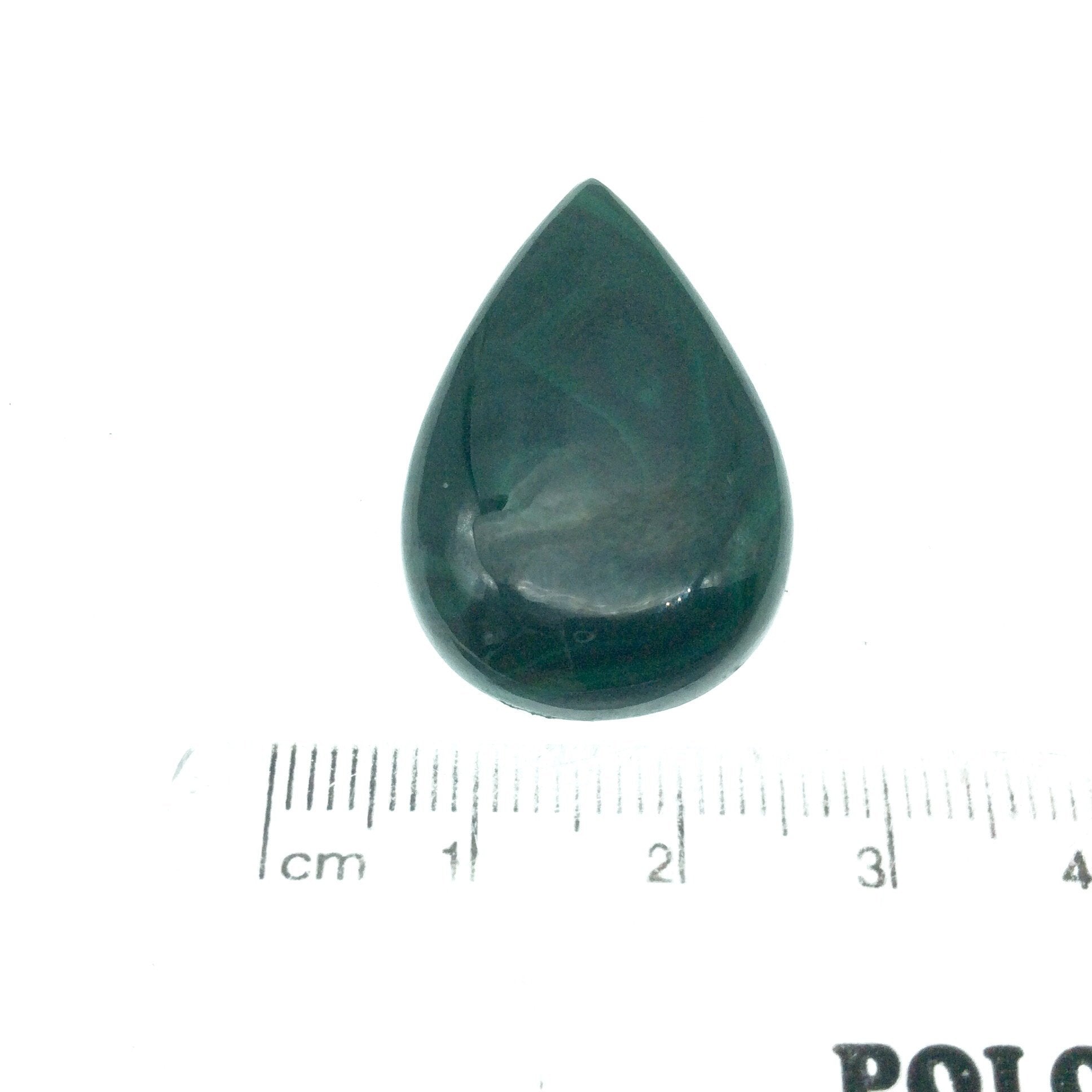 OOAK Genuine Malachite Pear/Teardrop Shaped Flat Backed Cabochon - Measuring 20mm x 32mm, 6mm Dome Height - Natural High Quality Cab