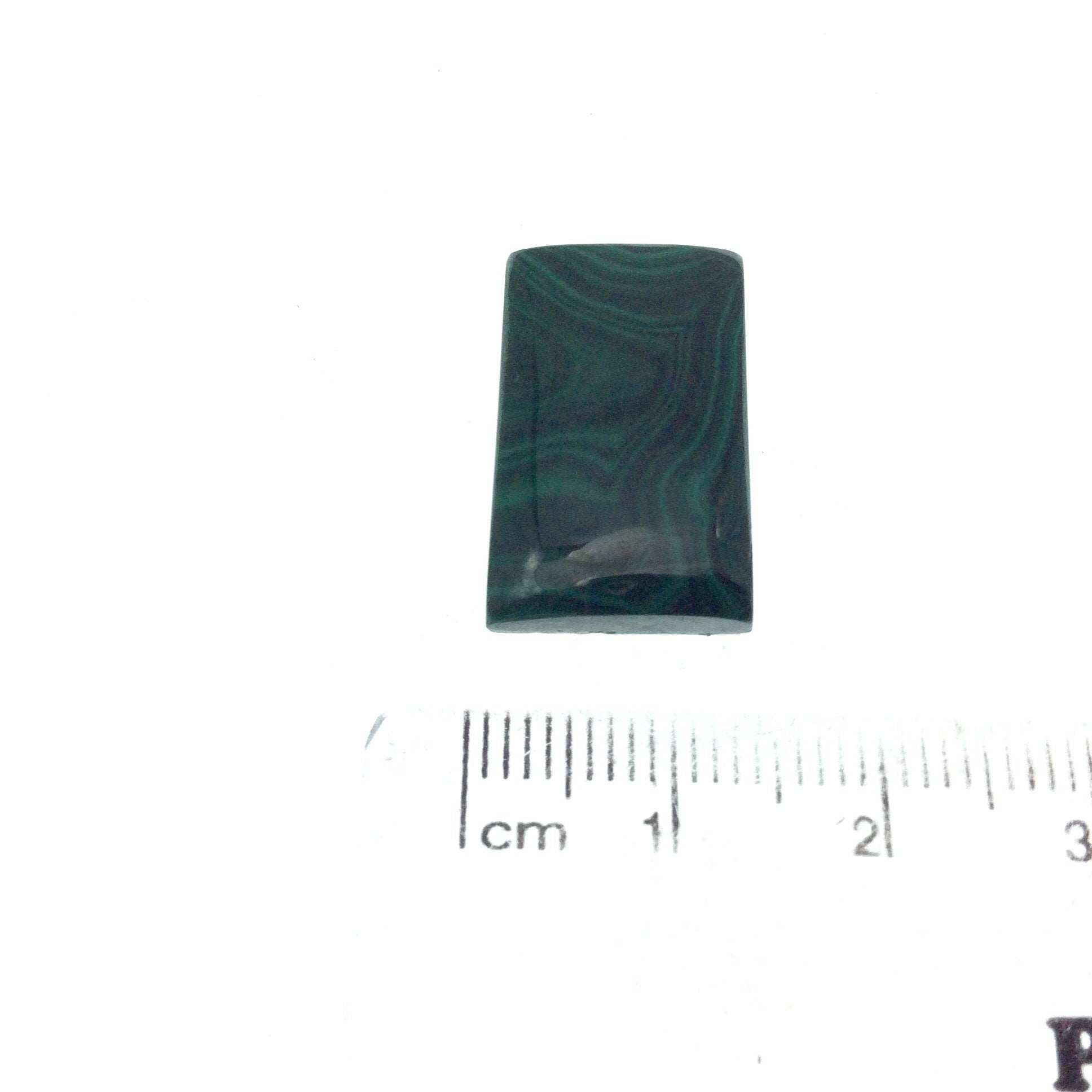 OOAK Genuine Malachite Rectangle Shaped Flat Backed Cabochon - Measuring 13mm x 21mm, 4.4mm Dome Height - Natural High Quality Cab