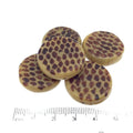Hand Painted Animal Print Center-Drilled Tan Glass Bead - 28mm x 28mm approx - Sold by Packs of 10