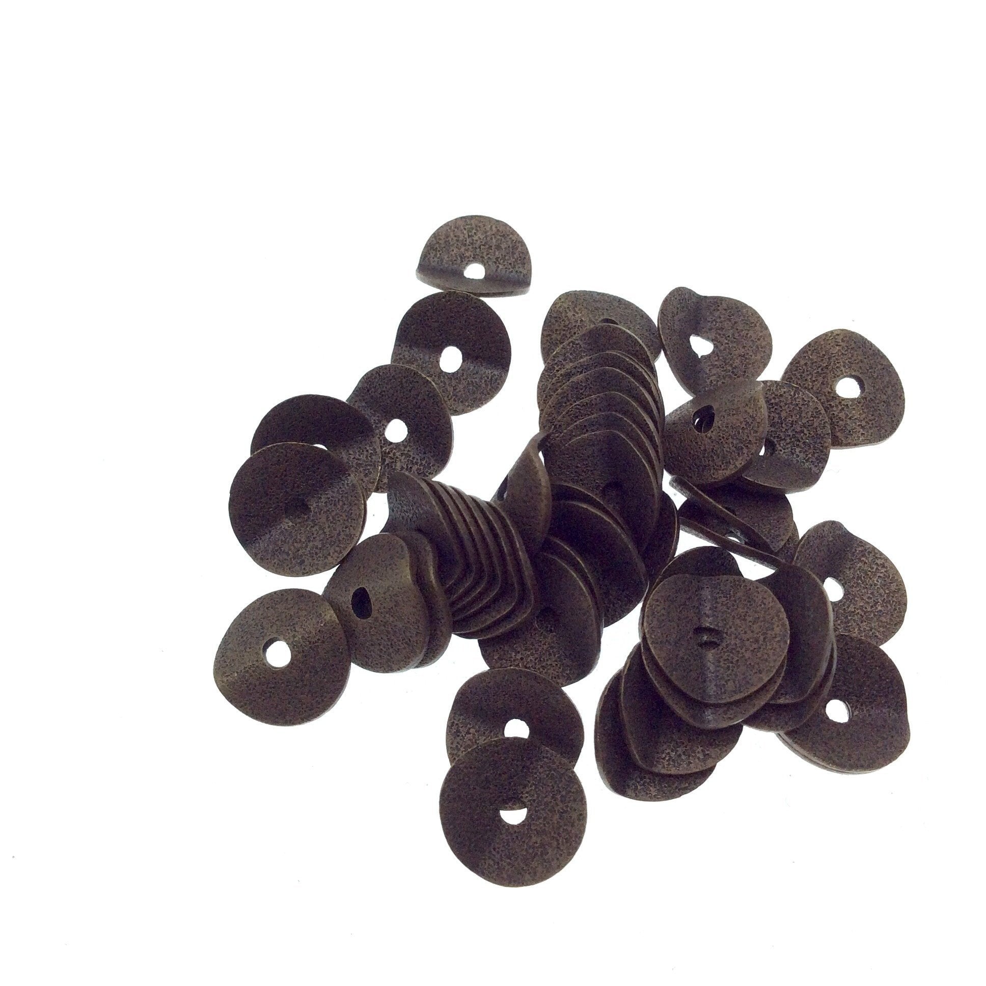 8mm Textured Antique Plated Copper Wavy Disc/Heishi Washer Shaped Components - Sold in Bulk Packs of 25 Pieces - Great as Bracelet Spacers!