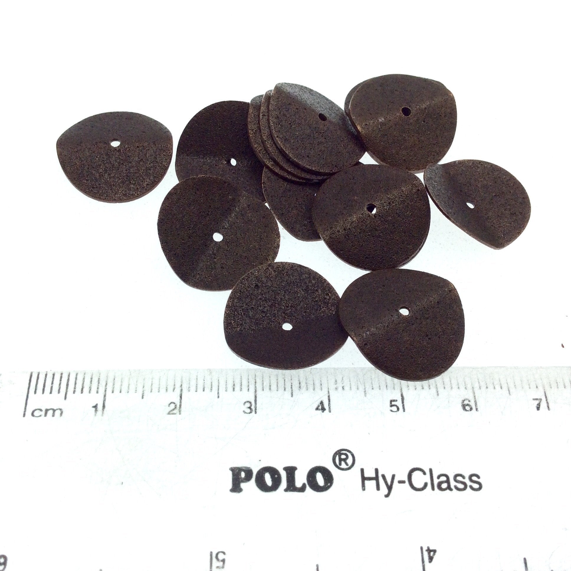 18mm Textured Antique Plated Copper Wavy Disc/Heishi Washer Shaped Components - Sold in Bulk Packs of 25 Pieces - Great as Bracelet Spacers!