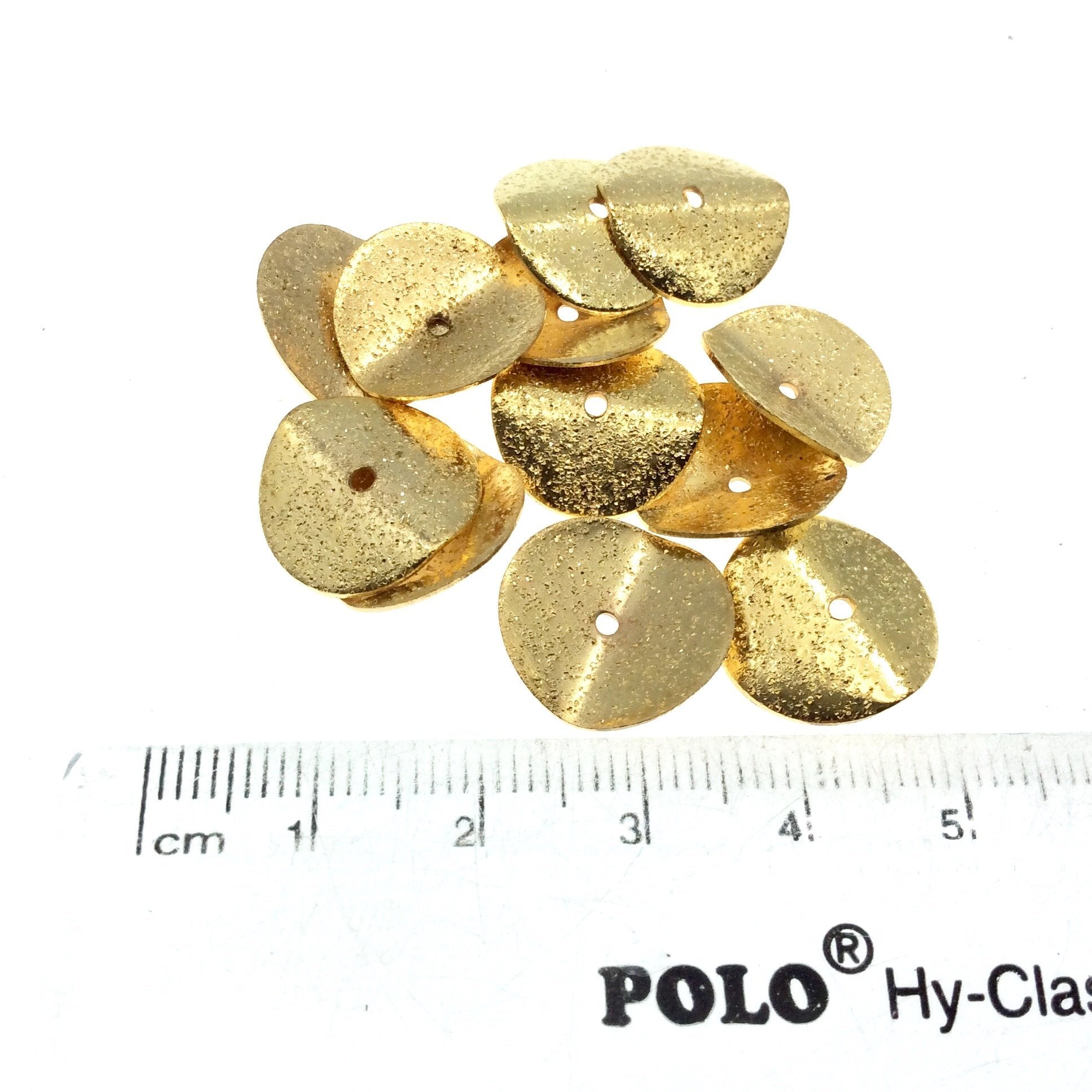 14mm Textured Gold Plated Copper Wavy Disc/Heishi Washer Shaped Components - Sold in Bulk Packs of 25 Pieces - Great as Bracelet Spacers!
