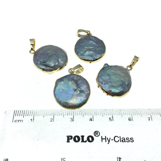 Pearl Pendant - Irregular Coin Shape Freshwater Blister Pearl Focal Pendant