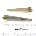2.75" Iridescent White Natural Abalone Shell Double Side Inlaid Rectangular Pointed Spike Shaped Pendant with Gold Cap-Measuring 15mm x 75mm