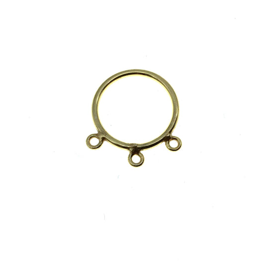 20mm Gold Finish Open Circle with Three Rings Shaped Plated Copper Connector Components - Sold in Packs of 10 Pieces - (662-GD)