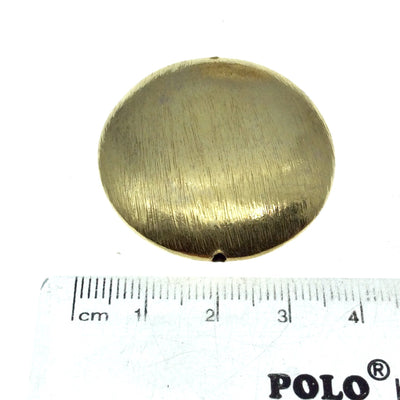 Gold Plated Brushed Finish Puffed Coin Shaped Brass Bead - Measuring 35mm x 35mm - High Quality Jewelry Component