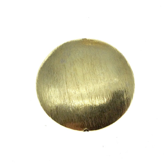Gold Plated Brushed Finish Puffed Coin Shaped Brass Bead - Measuring 35mm x 35mm - High Quality Jewelry Component