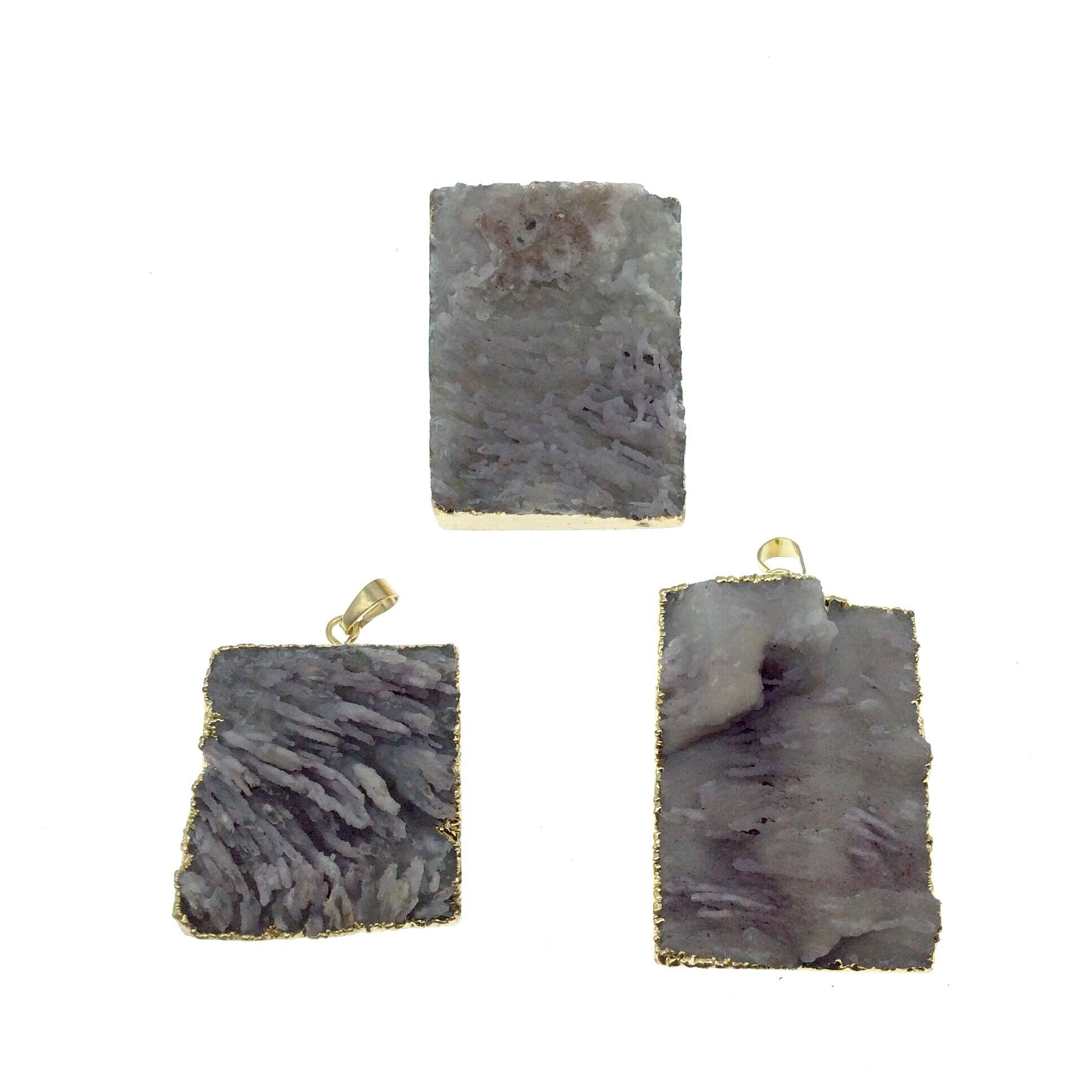 Druzy Pendant | Druzy Agate Rectangle Charm Pendant | Jewelry supplies