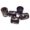 Bone Beads - Handcrafted Artistic Barrel Dark Brown with Ivory Comma Design