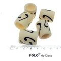 Handcrafted Artistic Barrel Bone Beads - Ivory with Black Comma Design - 22mm x 25mm with 15mm hole approximately - Sold in Packs of 5