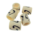 Handcrafted Artistic Barrel Bone Beads - Ivory with Black Comma Design - 22mm x 25mm with 15mm hole approximately - Sold in Packs of 5