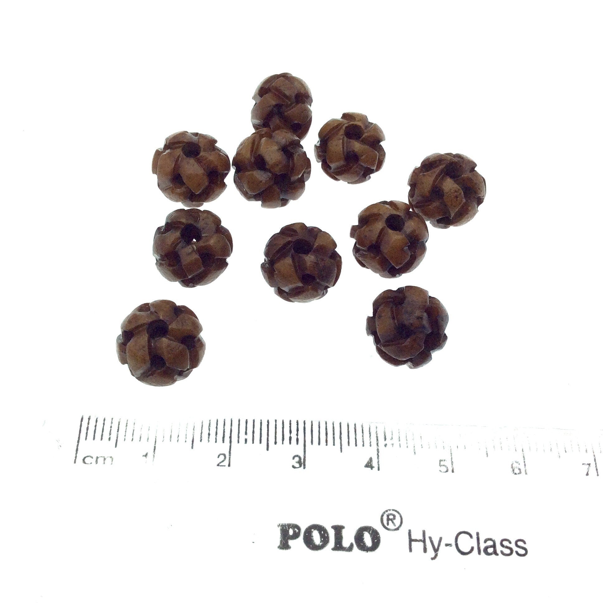 Bone Beads - 12mm Brown Handcrafted Artistic Basket Woven Design