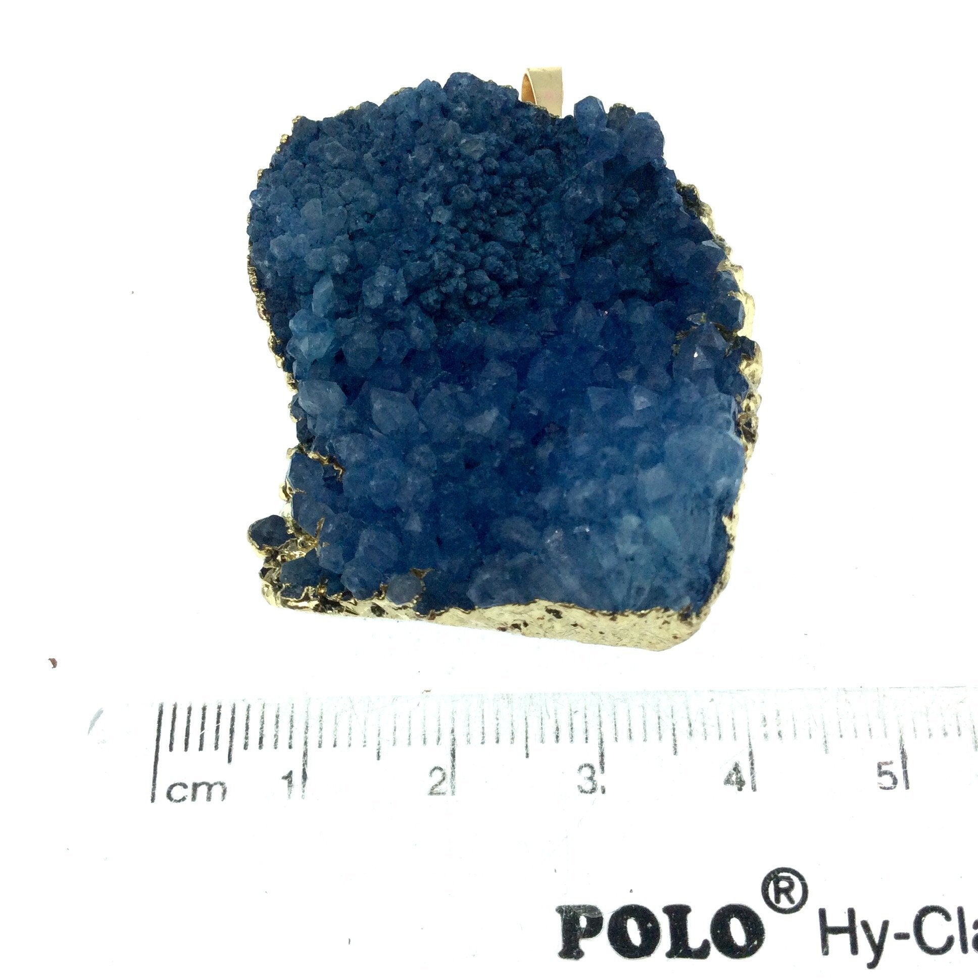 OOAK Gold Plated Square Shaped Electroformed  Blue Druzy Pendant - Measuring 30mm x 35mm Approximately - Sold Individually