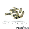 Gold Vermeil Faceted Cut Stone Rectangle Shaped Dalmatian Jasper Bezel Pendant / Connector - Measuring 5mm x 15mm - Sold Per Piece