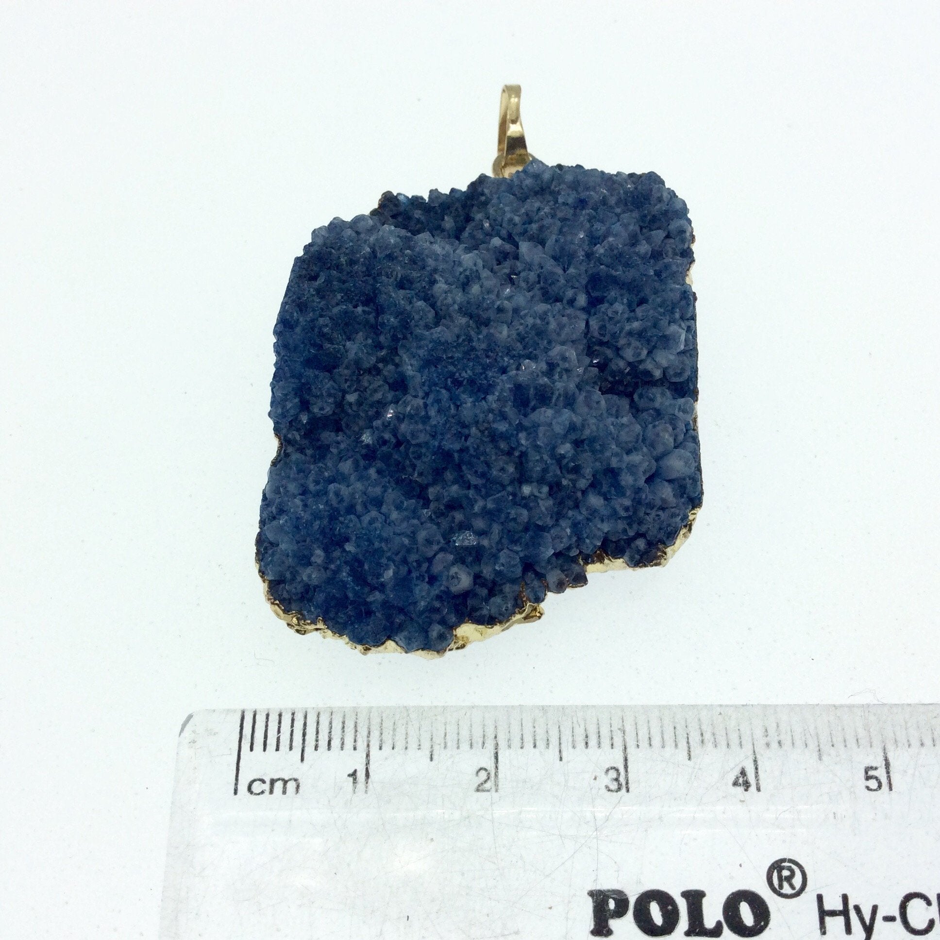 OOAK Gold Plated Square Shaped Electroformed  Blue Druzy Pendant - Measuring 32mm x 40mm Approximately - Sold Individually