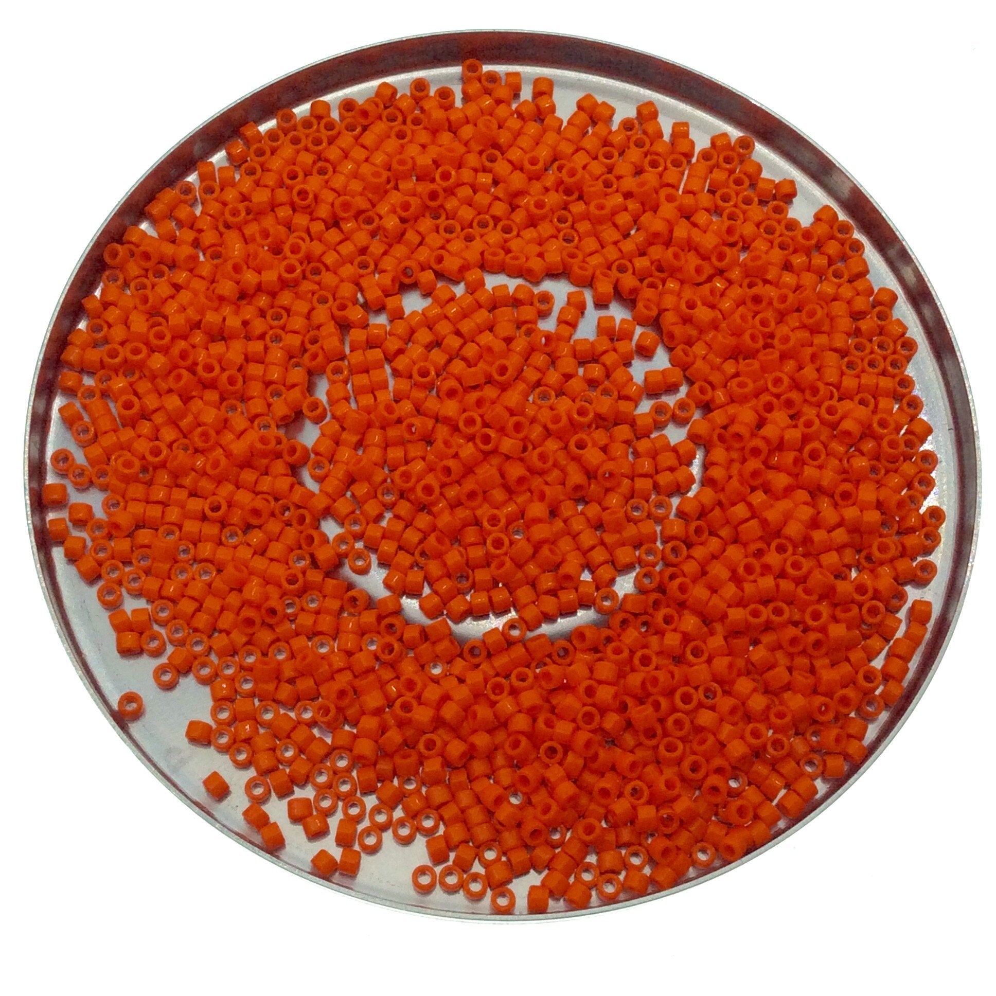 Size 11/0 Glossy Finish Opaque Orange  Genuine Miyuki Delica Glass Seed Beads - Sold by 7.2 Gram Tubes (Approx. 1300 Beads per 2" Tube)