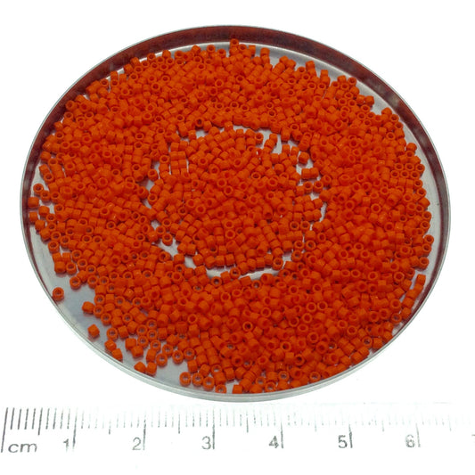 Size 11/0 Glossy Finish Opaque Orange  Genuine Miyuki Delica Glass Seed Beads - Sold by 7.2 Gram Tubes (Approx. 1300 Beads per 2" Tube)