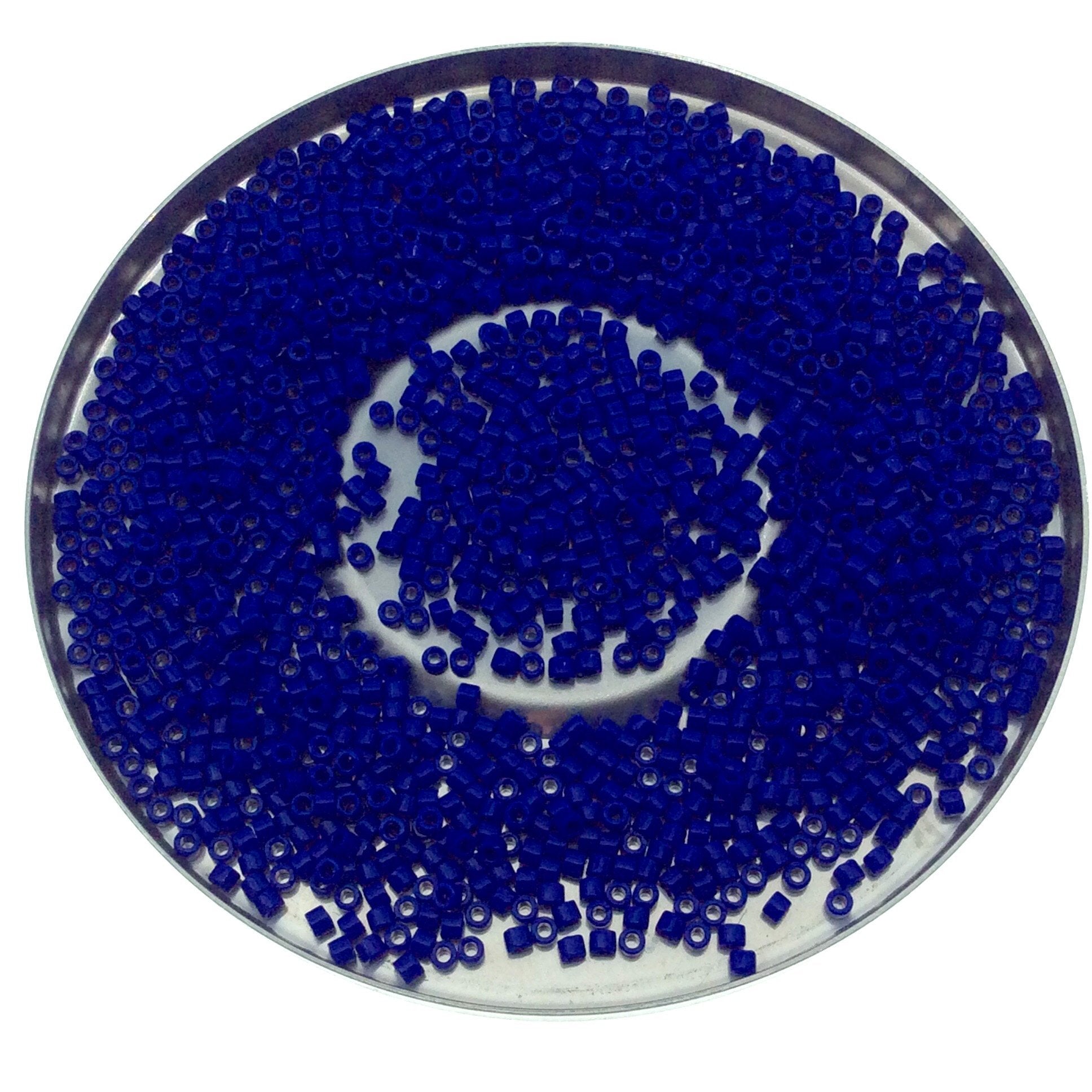 Size 11/0 Glossy Finish Opaque Dark Blue Genuine Miyuki Delica Glass Seed Beads - Sold by 7.2g Tubes (Approx. 1300 Beads/2" Tube)