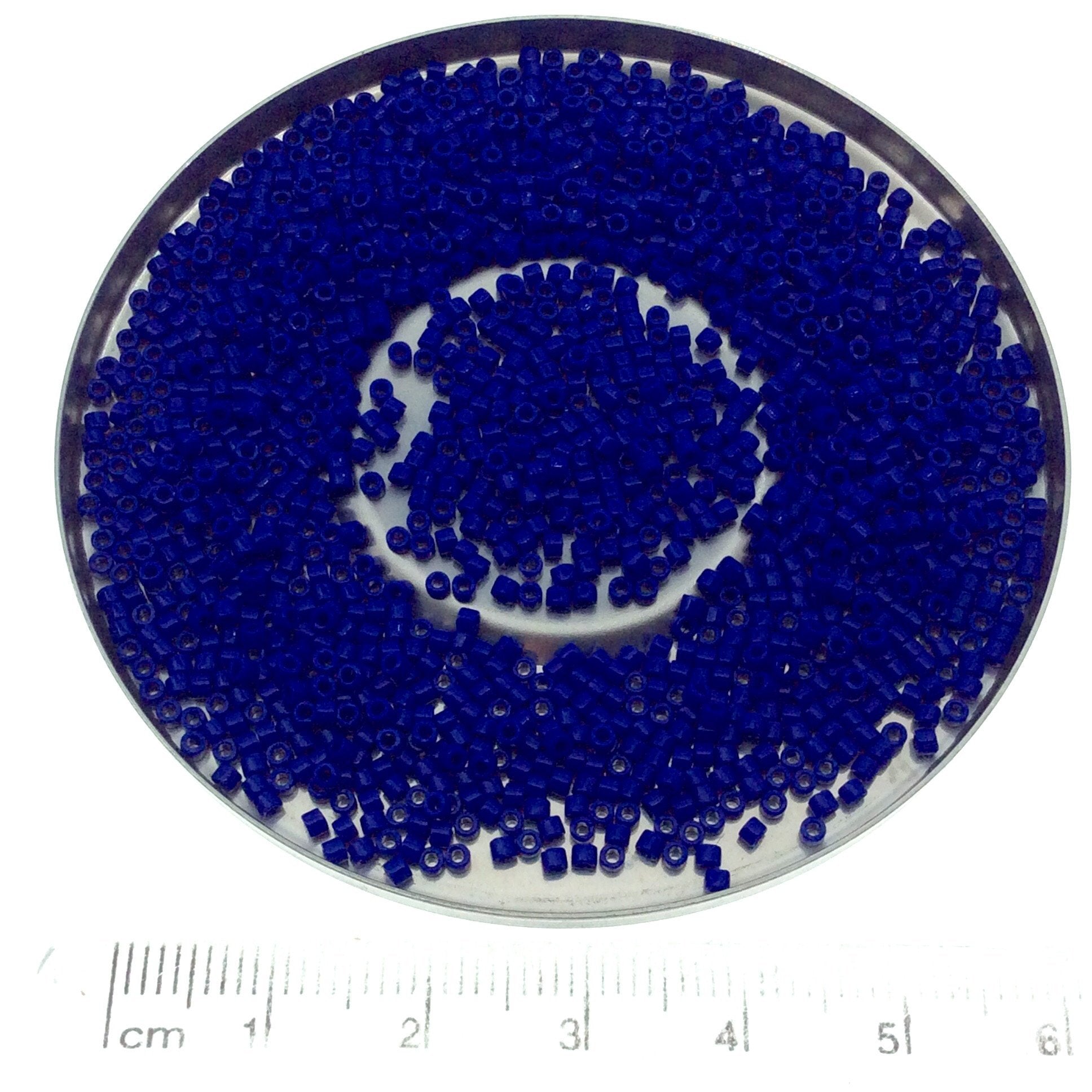 Size 11/0 Glossy Finish Opaque Dark Blue Genuine Miyuki Delica Glass Seed Beads - Sold by 7.2g Tubes (Approx. 1300 Beads/2" Tube)