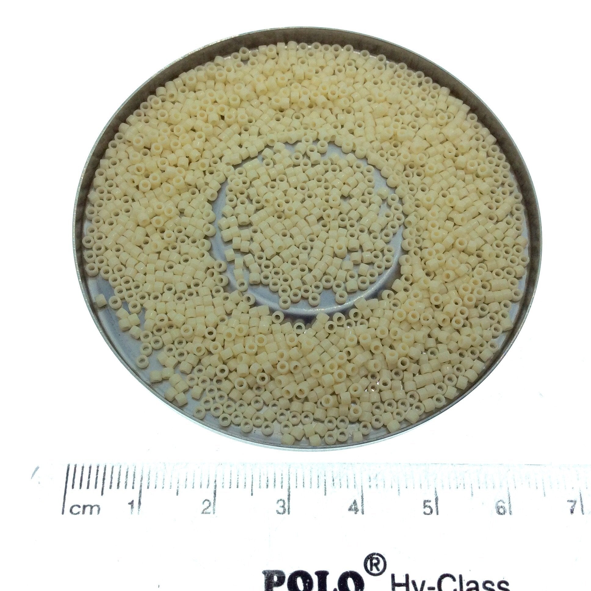 Size 11/0 Glossy Finish Opaque Cream  Genuine Miyuki Delica Glass Seed Beads - Sold by 7.2 Gram Tubes (Approx. 1300 Beads per 2" Tube)