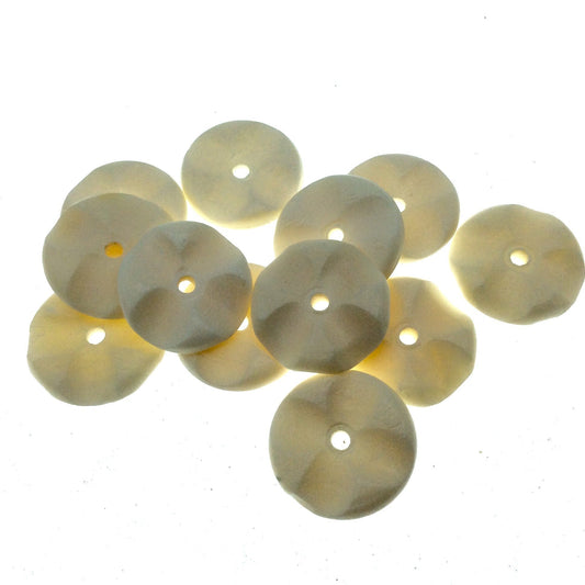 20mm Hand Carved White Natural Ox Bone Wavy Heishi/Disc Beads with 2mm Holes - Sold in Packs of 25