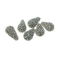 11mm x 18mm White CZ Cubic Zirconia Inlaid Teardrop Shaped Bead with 2mm Holes - Sold Individually - Other Colors Available!