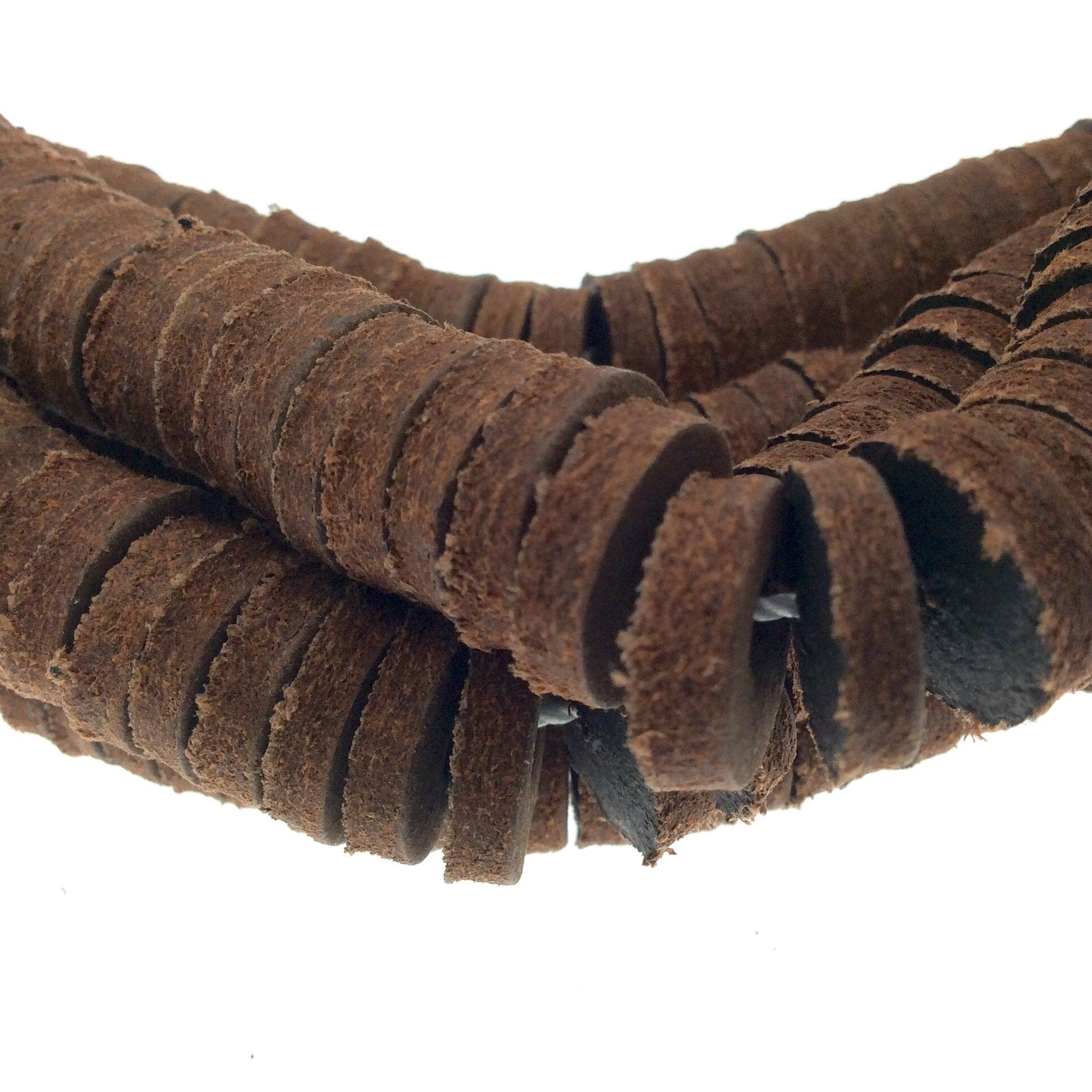 15mm Milk Chocolate Brown Colored Suede Leather Heishi/Disc Beads with 2mm Holes - 7.5" Strand (Approx. 50 Beads) - Sold by the Strand