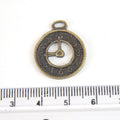 Antique Brass Plated Copper Clock Pendant with One Ring- Measuring 20mm x 20mm - Sold Individually, Chosen at Random
