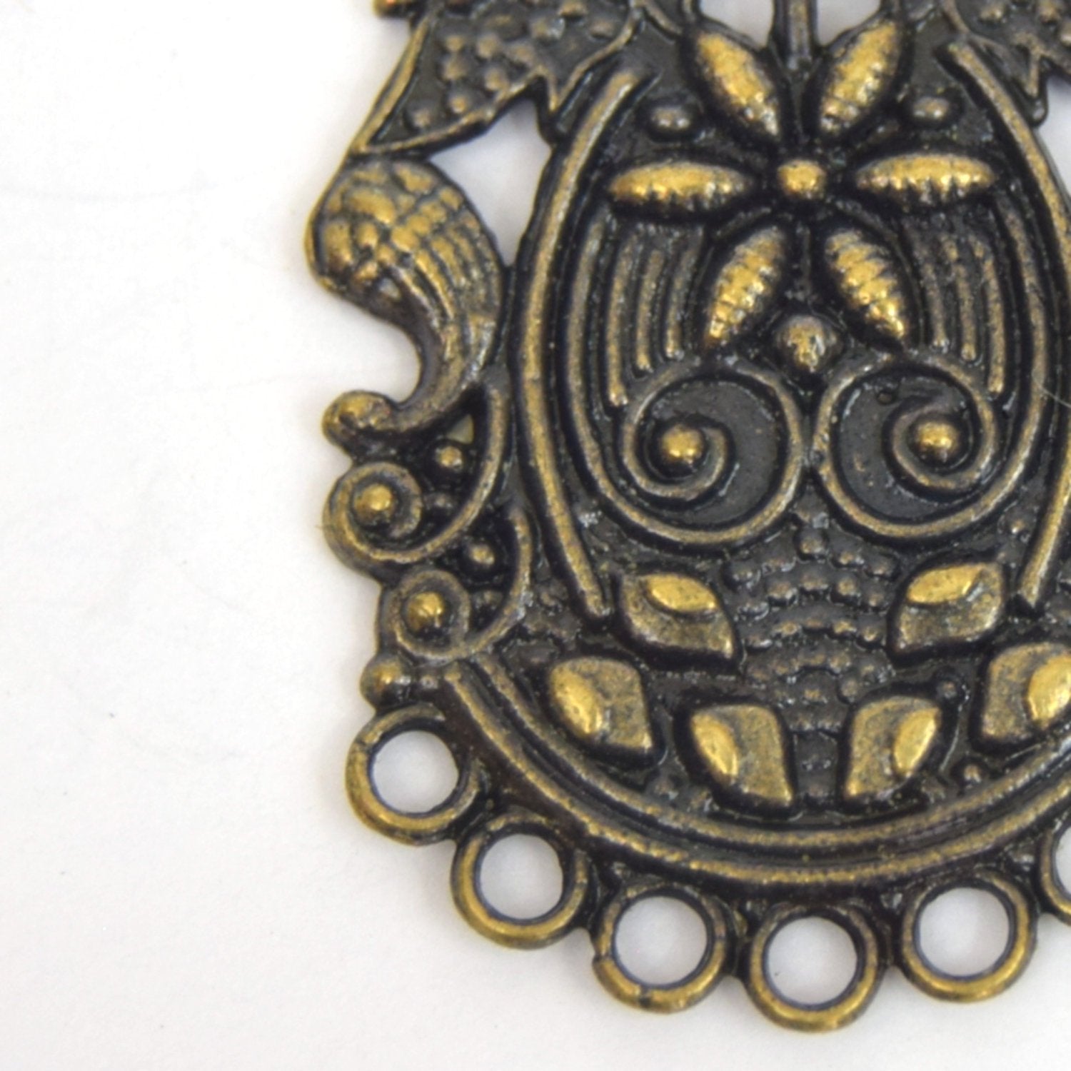 Antique Brass Plated Copper Embellished Chandelier Charm/Pendant with- Measuring 32mm x 45mm - Sold Individually, Chosen at Random
