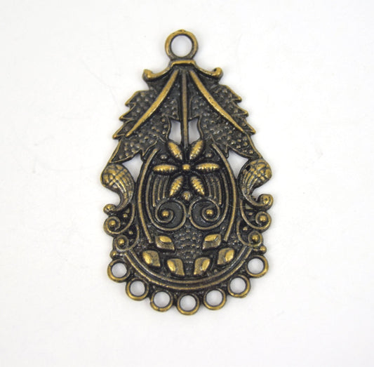 Antique Brass Plated Copper Embellished Chandelier Charm/Pendant with- Measuring 32mm x 45mm - Sold Individually, Chosen at Random