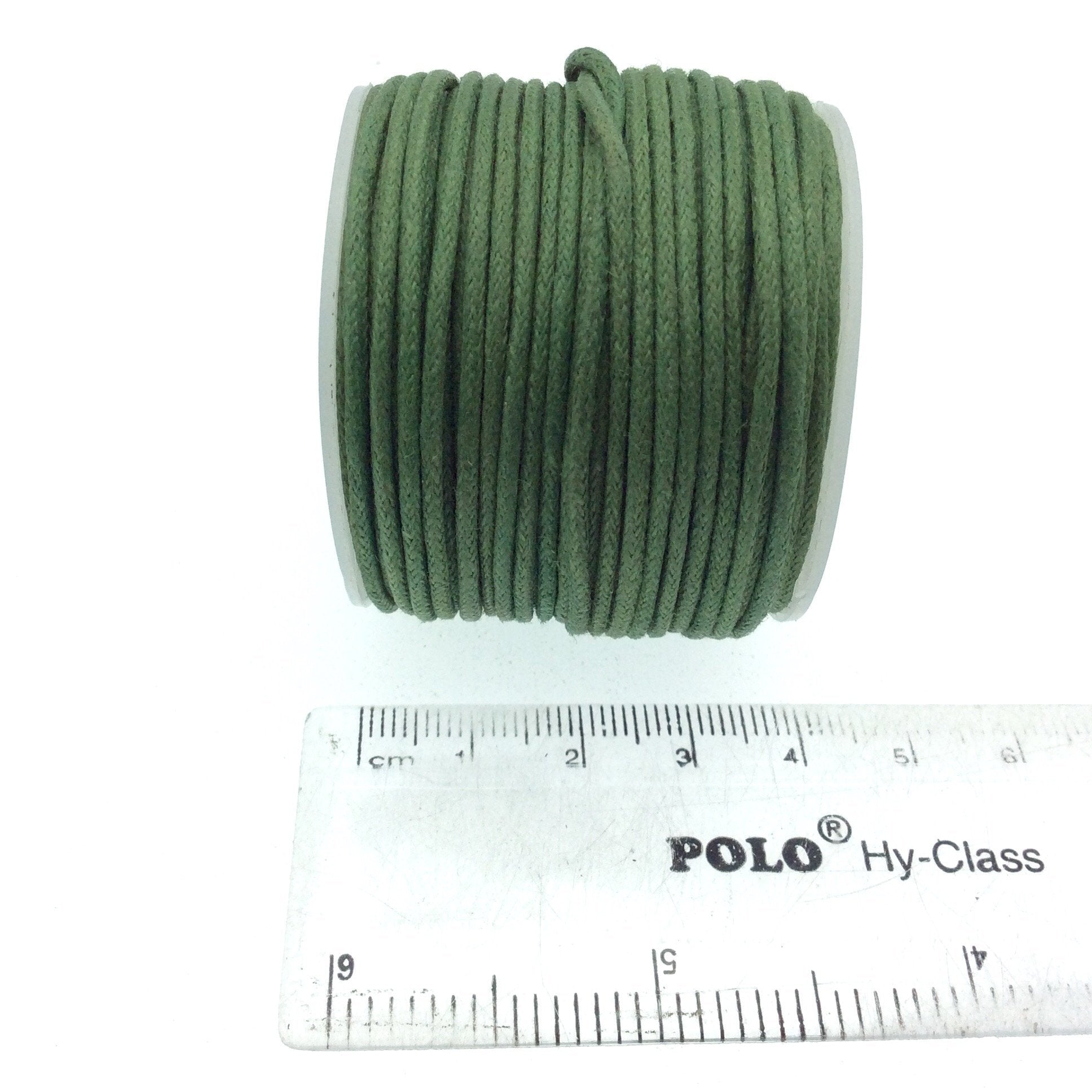FULL SPOOL - Army Green Beadlanta Waxed Cotton Cord - Measuring 1.5mm - 27 yards per spool - Round Cotton Jewelry Cord
